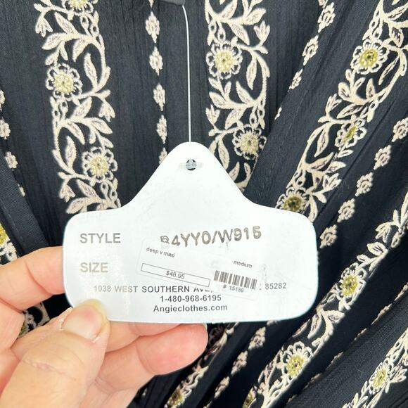 Angie Black Tan Ruffle Babydoll Boho Western Rayon Mini Dress Women’s Small NEW - Picture 5 of 11